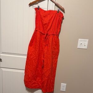 Strapless Jumpsuit with Tie Waist
